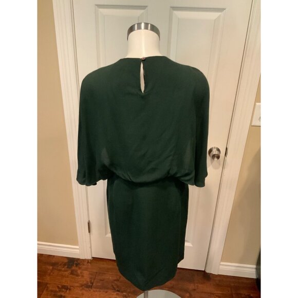 Megan Park Dark Green Cape Sleeve Bejeweled Dress, Size 2 - Picture 5 of 6